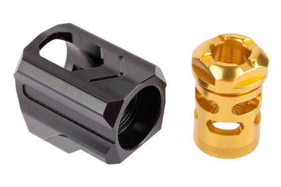 Tyrant Designs 9mm Universal Compensator features a gold finish